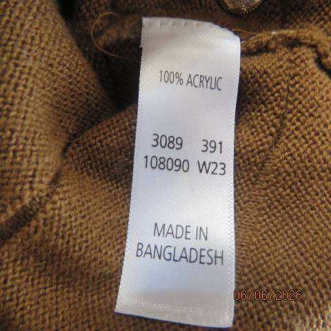 IDENTITY gingerbread brown acrylic knit jumper with horizontal pattern, size 36