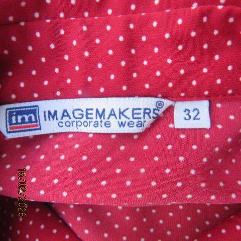 IMAGEMAKER dark red long sleeve elegant button down top with white polkadots. Size 32
