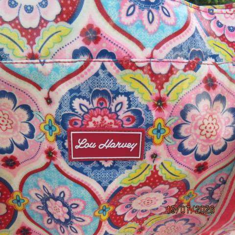 Lou Harvey large floral non-laminate bag with double webbing straps, 65cm x 46cm