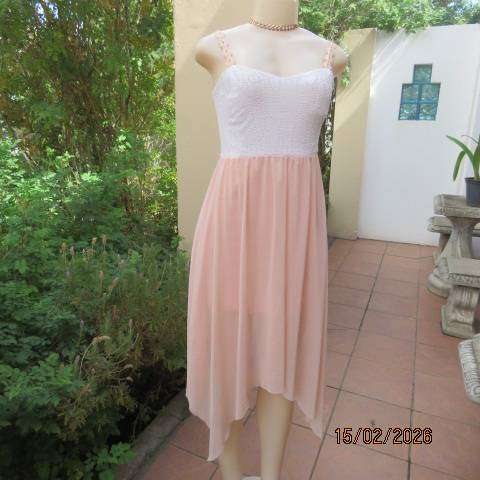 OLIVE de OLIVE cocktail dress with stretch sheer lined high-low bottom-lace top with straps. Size 34