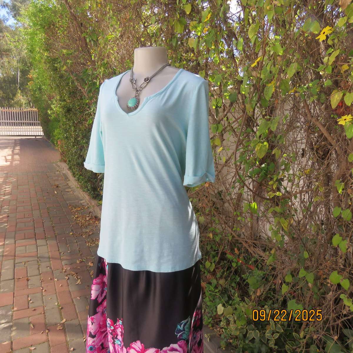 DAVID JONES aqua slip over short sleeve cotton-modal blend top size 38