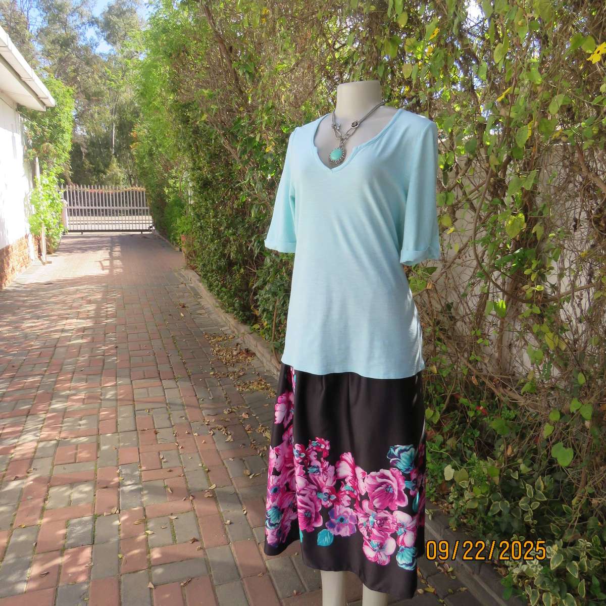DAVID JONES aqua slip over short sleeve cotton-modal blend top size 38