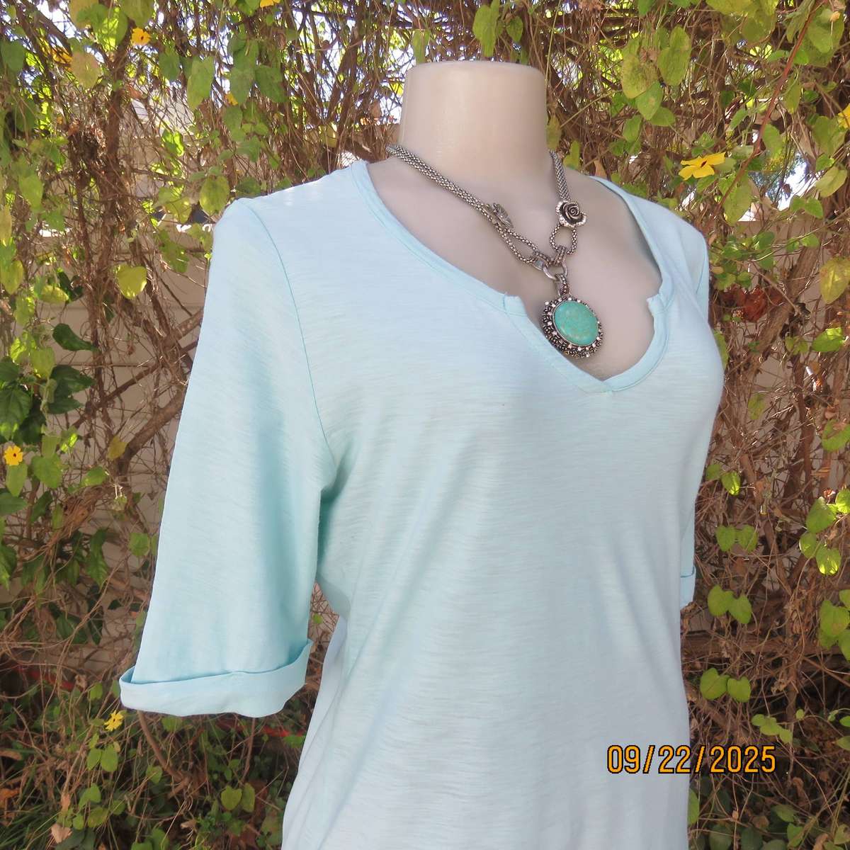 DAVID JONES aqua slip over short sleeve cotton-modal blend top size 38