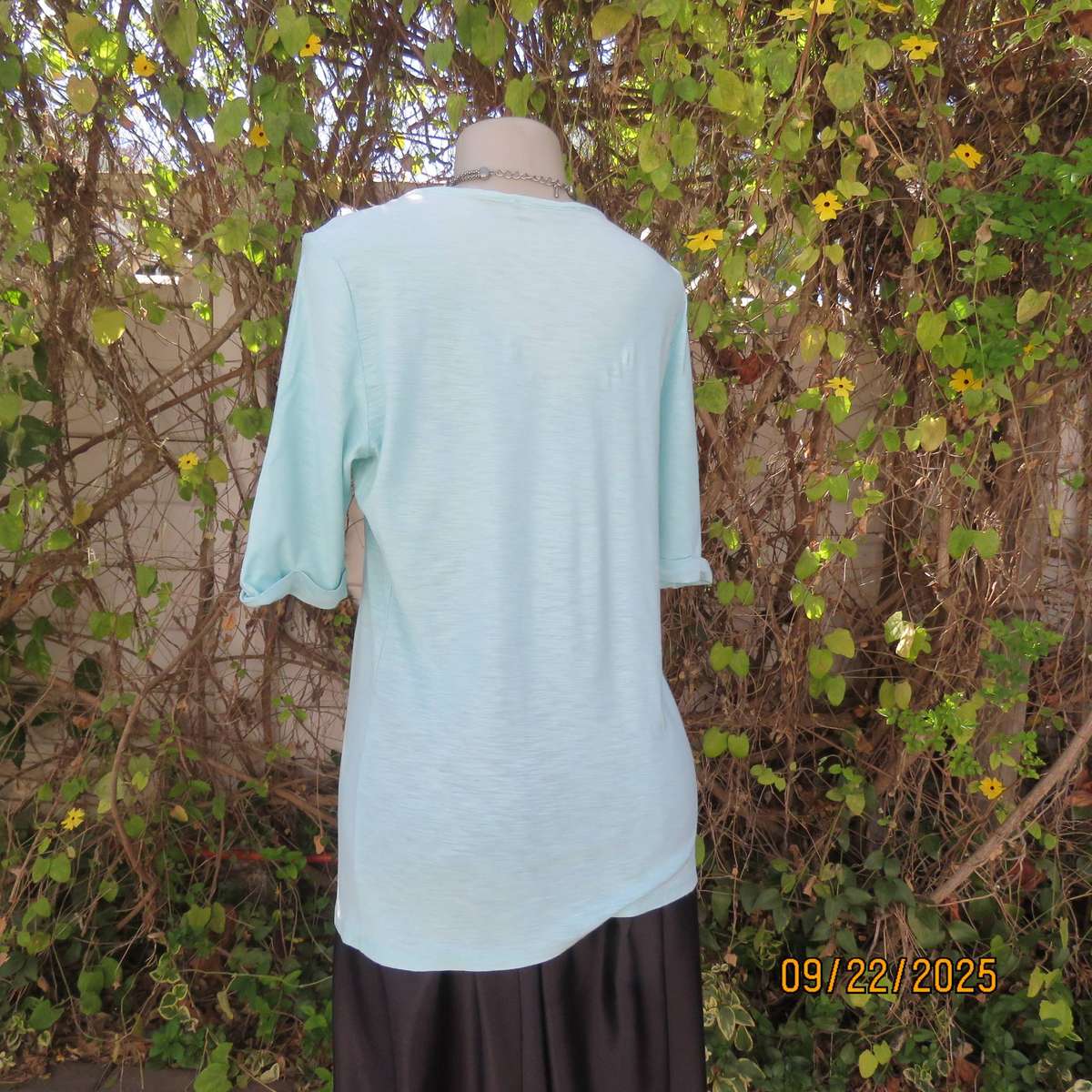 DAVID JONES aqua slip over short sleeve cotton-modal blend top size 38