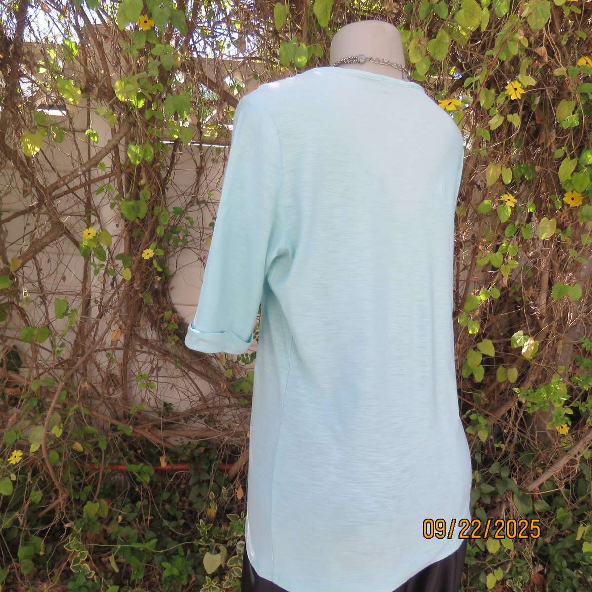 DAVID JONES aqua slip over short sleeve cotton-modal blend top size 38