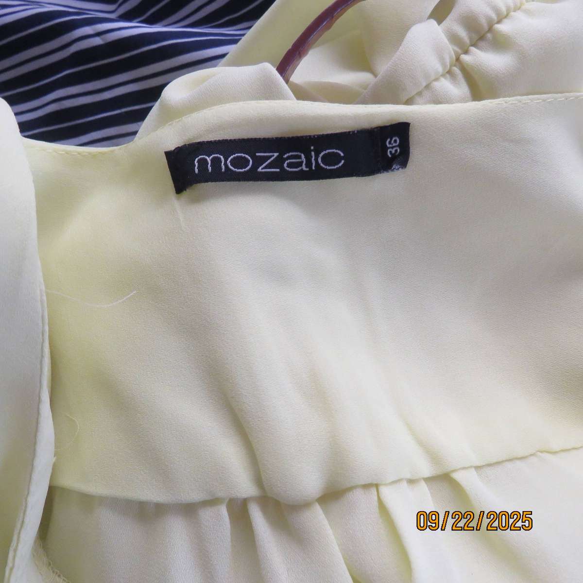 Lemon yellow sheer polyester lined dress with elasticated waist. Size 36