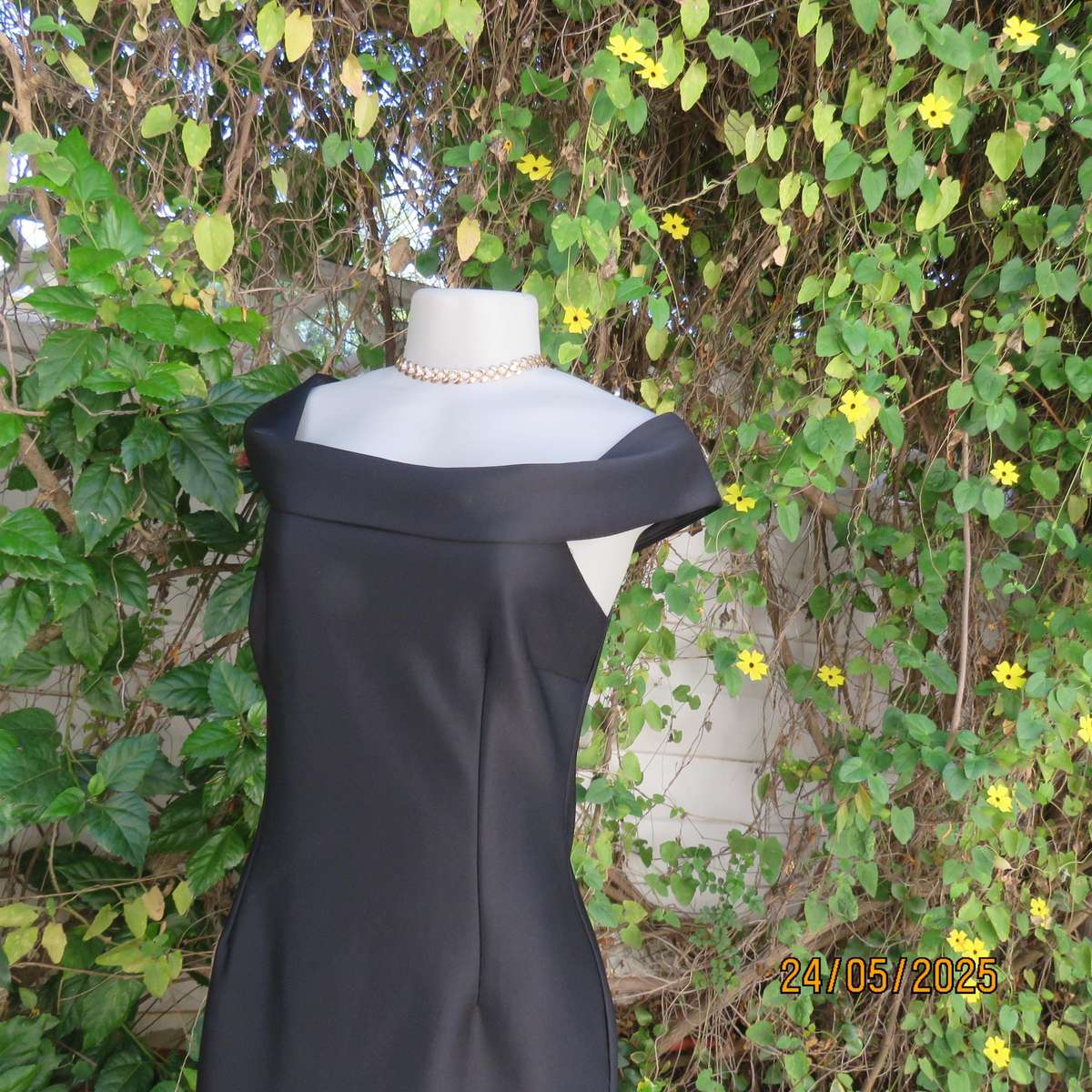 FOSHINI sleek black heavy stretch polyester sleeveless dress. Foldover neckline. Size 36
