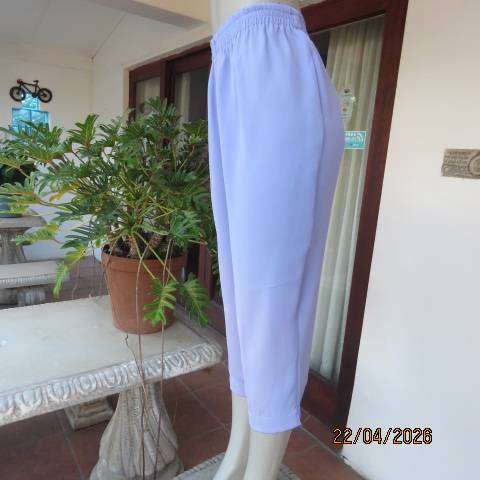 KKK cornflower blue low calf length polyester pants with elasticated waist size 42
