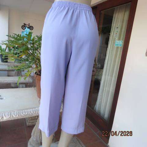 KKK cornflower blue low calf length polyester pants with elasticated waist size 42