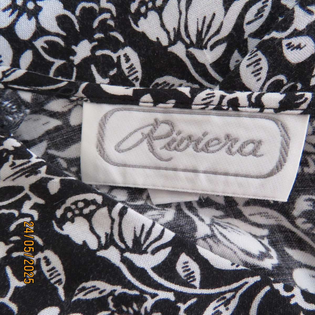 RIVIERA black-white floral viscose maternity fold over dress size 38. Short sleeves.