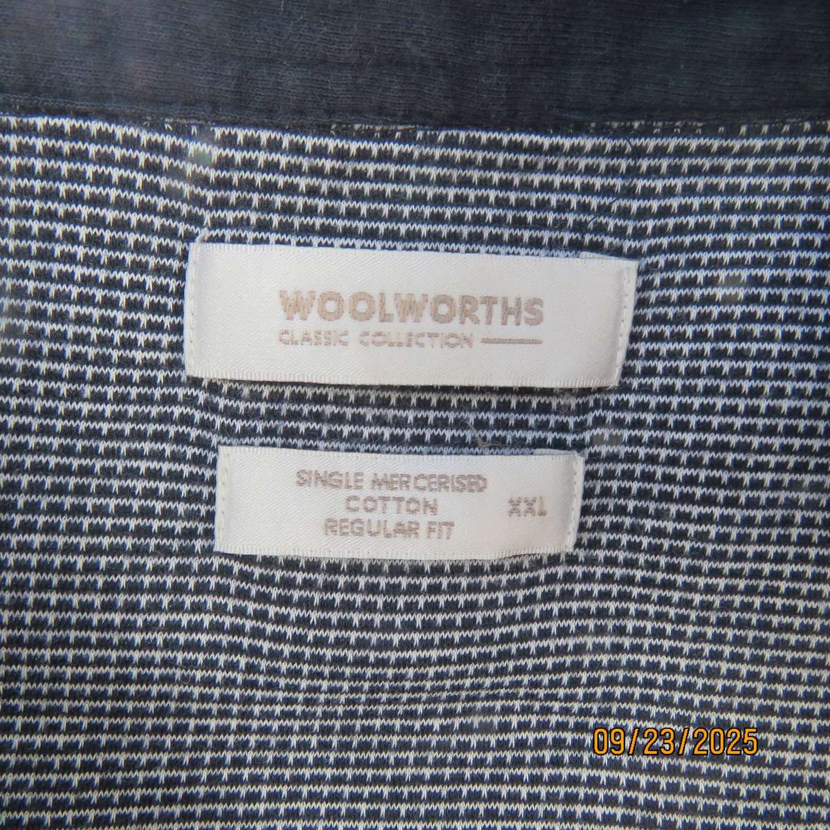 WOOLWORTHS black-white fine check cotton short sleeve golf shirt size XXL