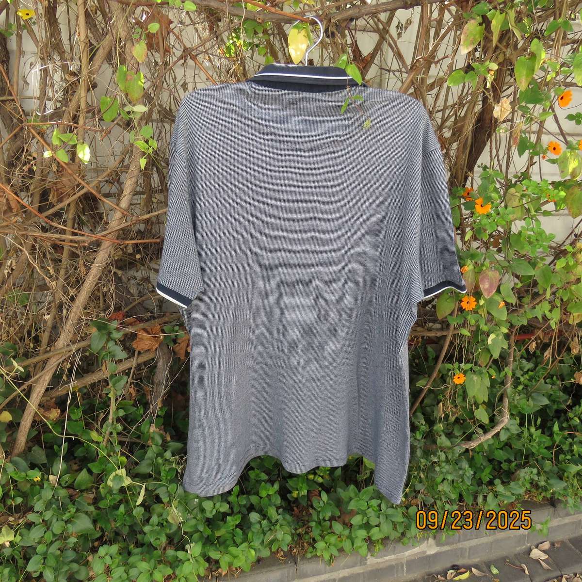 WOOLWORTHS black-white fine check cotton short sleeve golf shirt size XXL