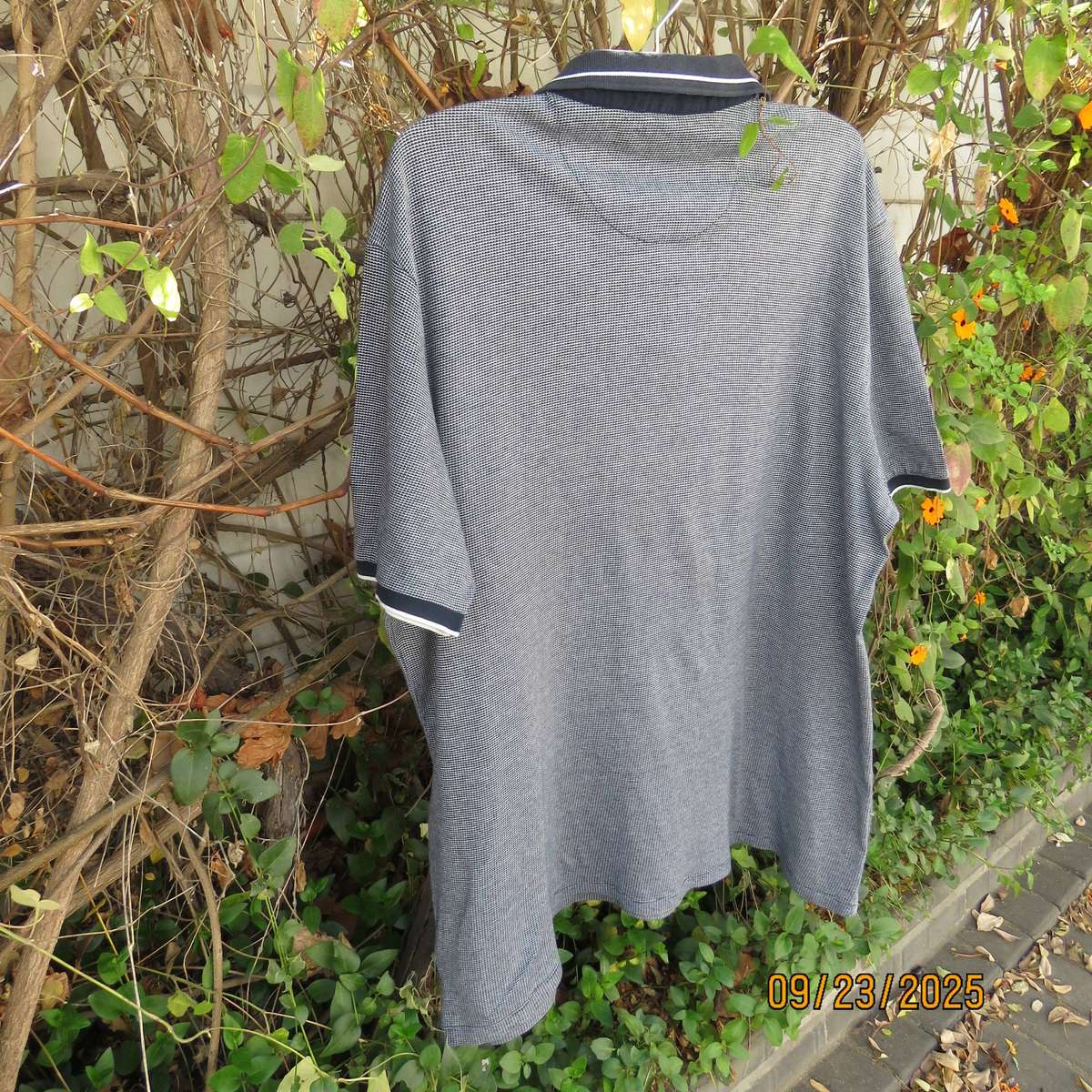 WOOLWORTHS black-white fine check cotton short sleeve golf shirt size XXL