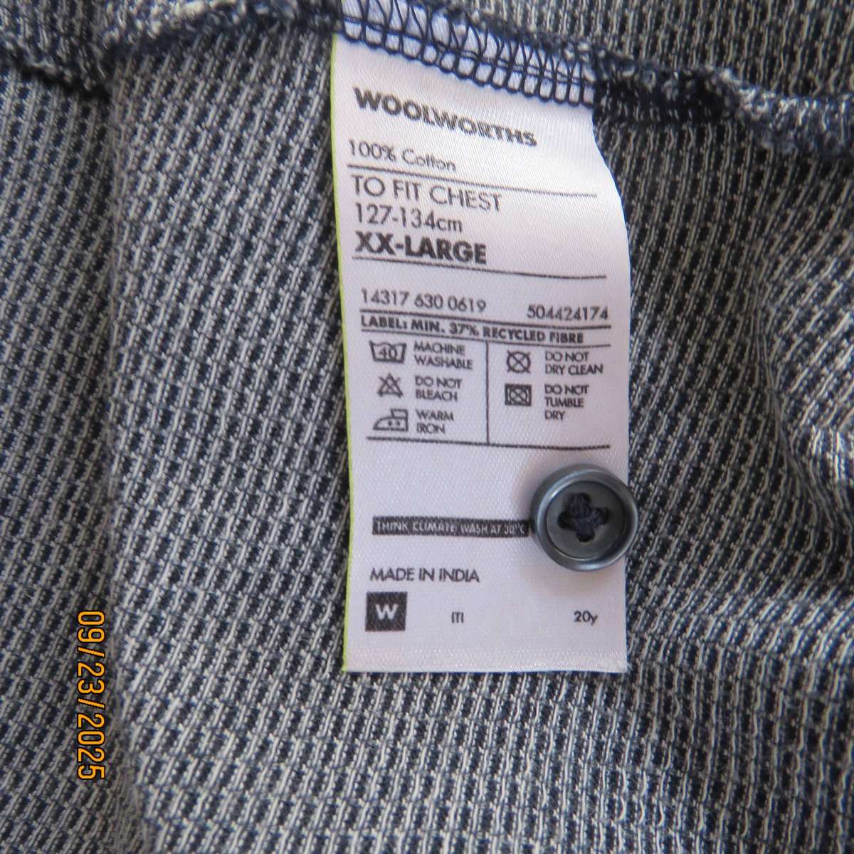 WOOLWORTHS black-white fine check cotton short sleeve golf shirt size XXL