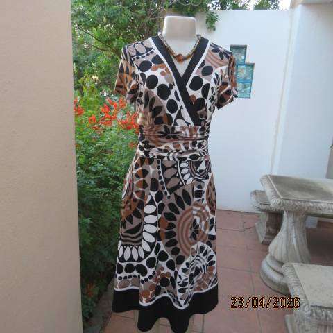 STUDIO I elegant capped sleeve stretch polyester dress with fold-over empire waist, size 36