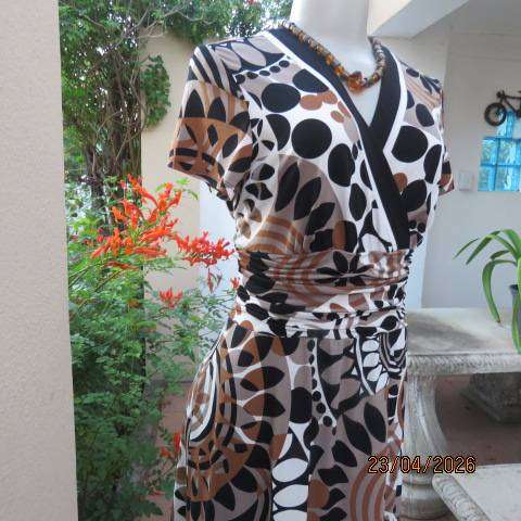 STUDIO I elegant capped sleeve stretch polyester dress with fold-over empire waist, size 36