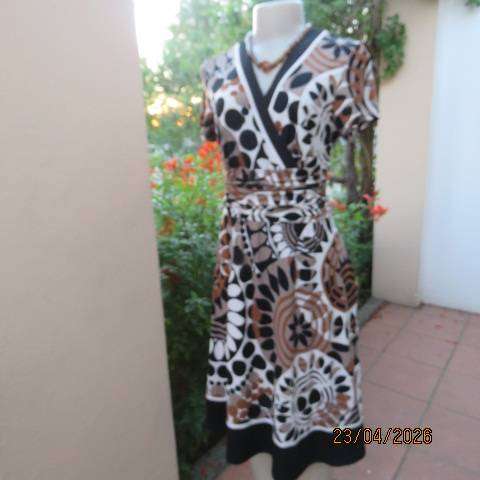 STUDIO I elegant capped sleeve stretch polyester dress with fold-over empire waist, size 36