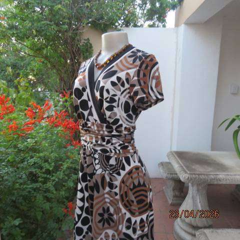 STUDIO I elegant capped sleeve stretch polyester dress with fold-over empire waist, size 36