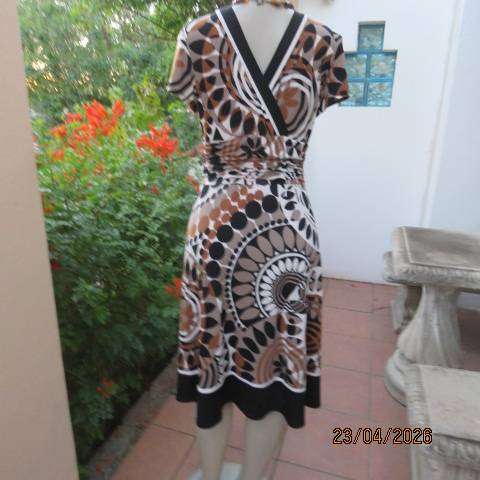 STUDIO I elegant capped sleeve stretch polyester dress with fold-over empire waist, size 36
