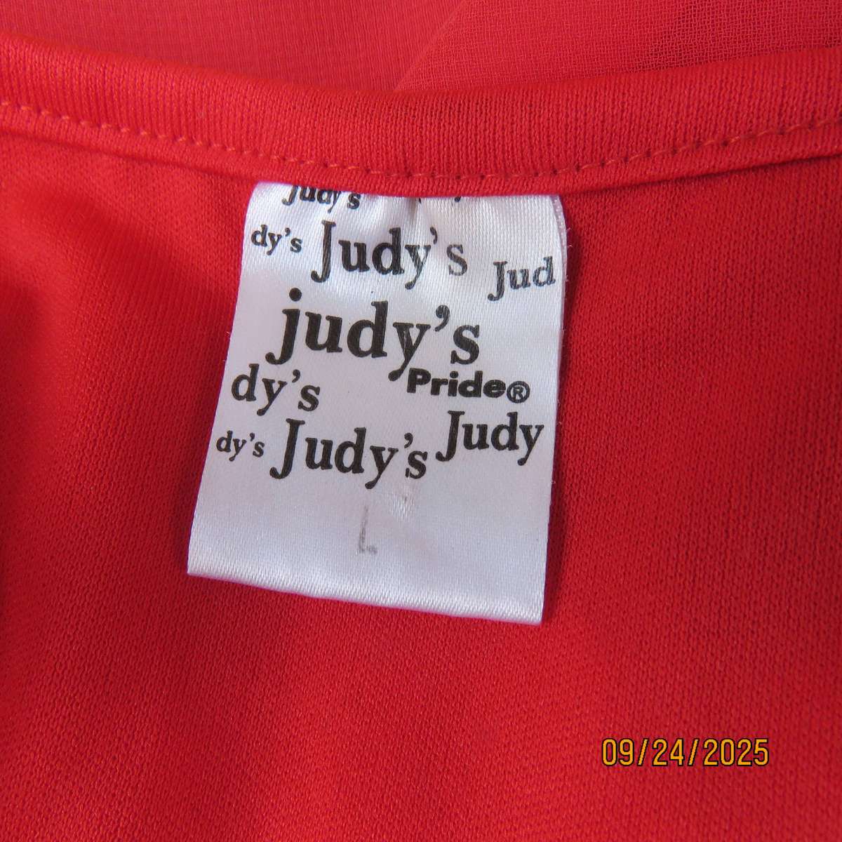JUDY'S PRIDE scarlet red sleeveless stretch polyester top with sheer overlay. Size 36