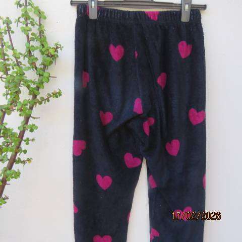 BE YOURSELF navy brushed polyester pyjama pants with dark pink hearts, size 34-10