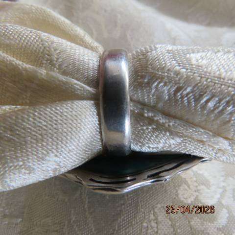 Bohemian style marquise shape turquoise ring in silver setting, size 9.5