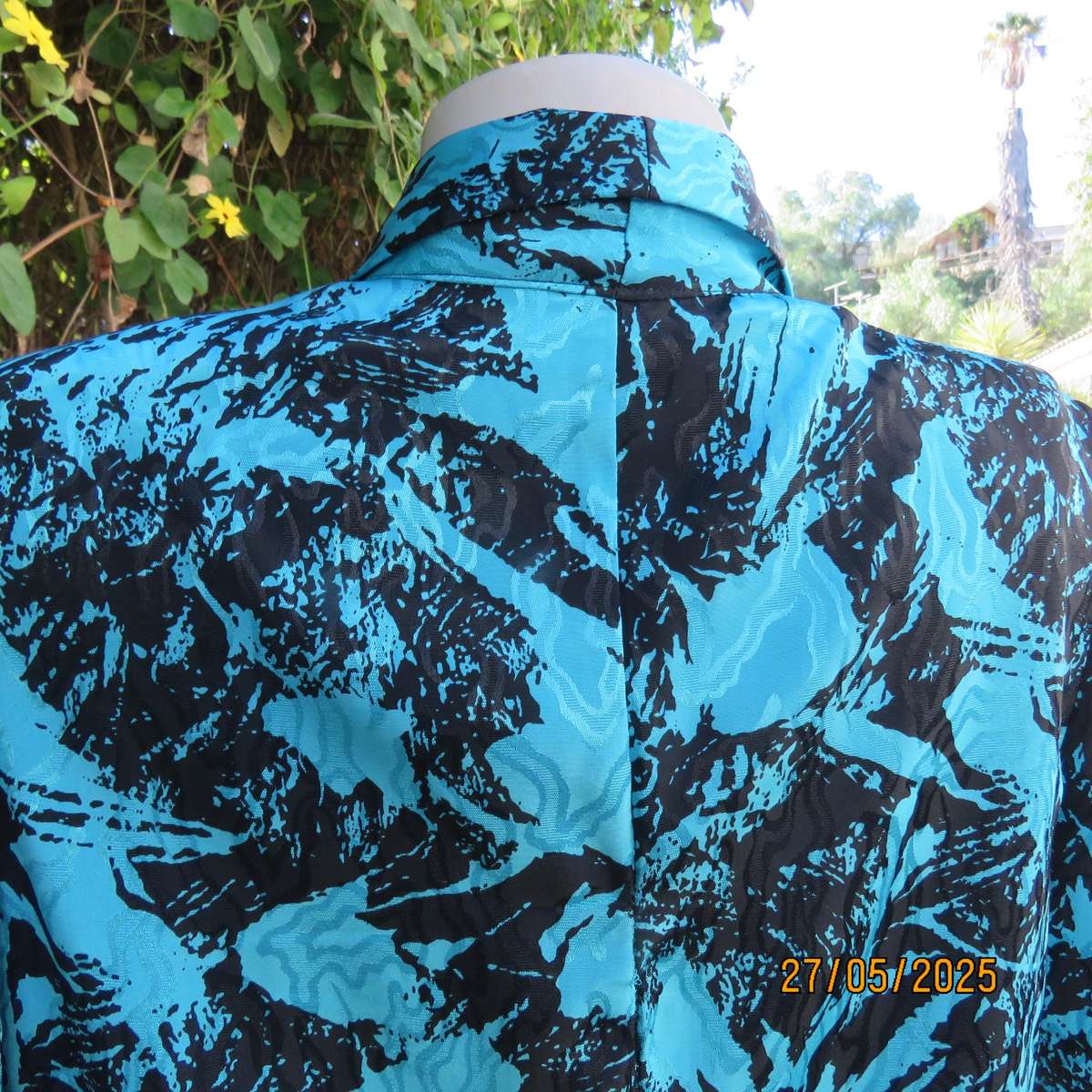 TRUWORTHS peplum style jade-black size 34 dress in embossed polyester. Vintage late 80's