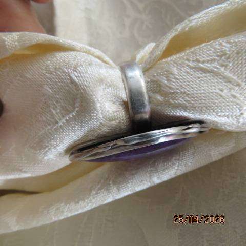 Bohemian style 925 silver ring with purple sugilite large stone, size 9
