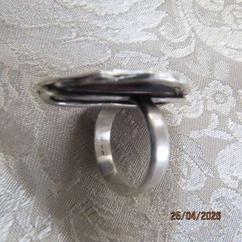 Bohemian style 925 silver ring with purple sugilite large stone, size 9