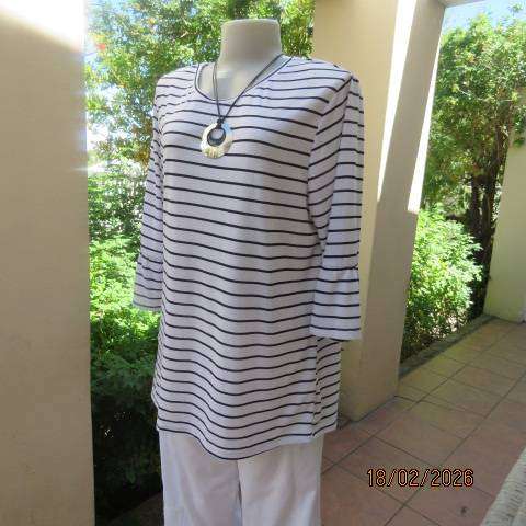 Striped slip-over top with bracelet length sleeves - Size 42-18