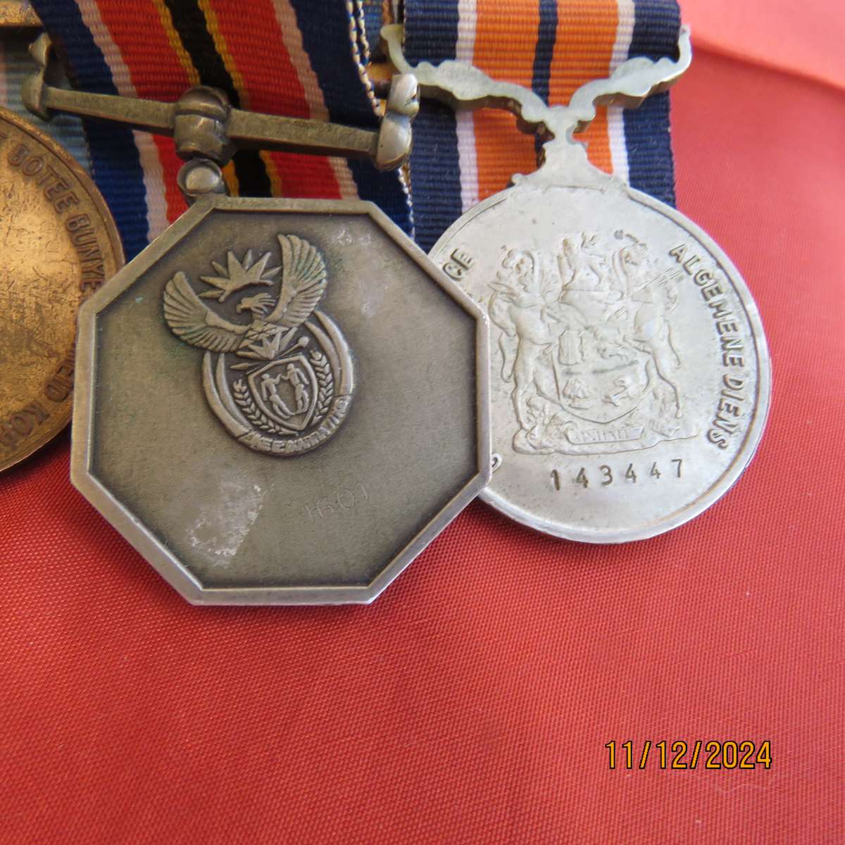 Set of 4 SADF medals with ribbons plus AU medal Burundi. All excellent condition.