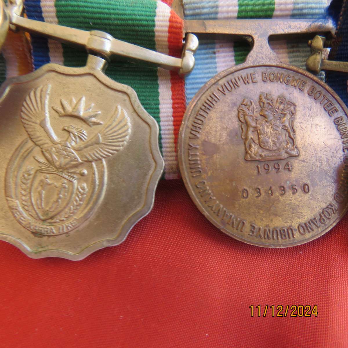 Set of 4 SADF medals with ribbons plus AU medal Burundi. All excellent condition.