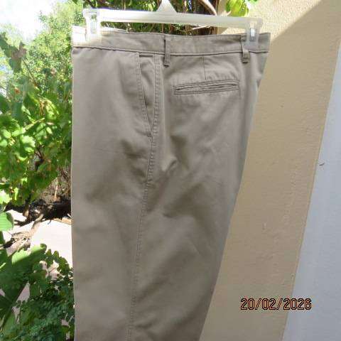 Woolworths beige cotton chino pants with flat front, size 36