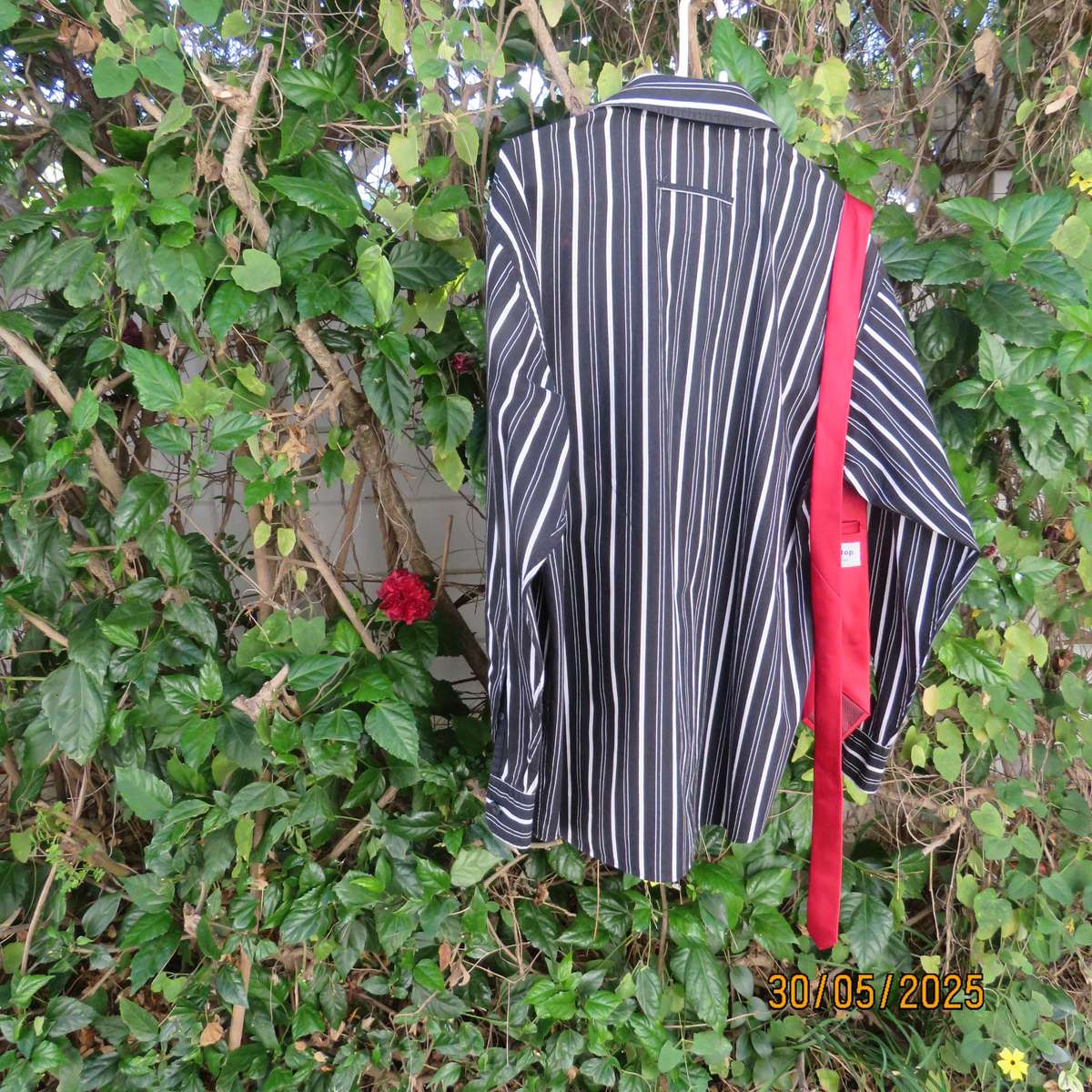 J. CREW pure cotton long sleeve black-white vertical striped size Large shirt.