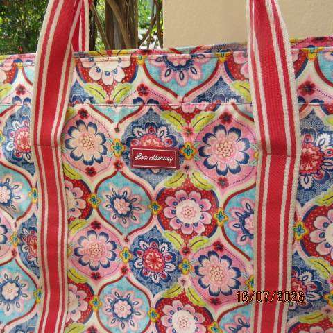 Lou Harvey large floral non-laminate bag with double webbing straps, 65cm x 46cm