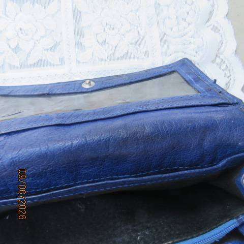 Royal blue genuine ostrich leather purse with spacious card, note and coin compartments