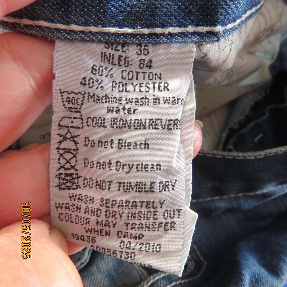 RELAY men's blue denim polycotton jeans size 38. Inner leg 77cm. 10 pockets