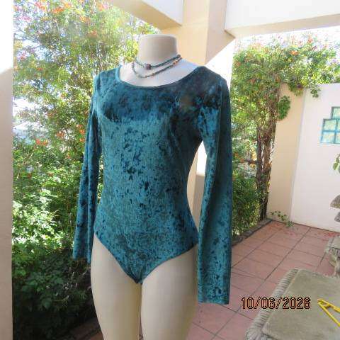 Deep Jade Velvet Polyester Long Sleeve Bodyshirt Size 34-36