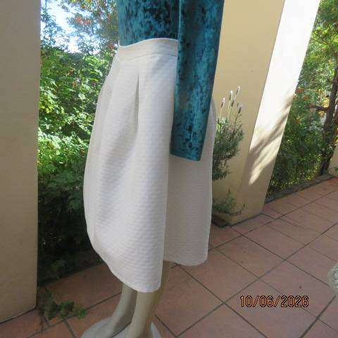 ASPINA white pleated midi skirt from Greece, size 34, polyester fabric with back zip