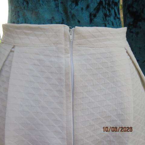 ASPINA white pleated midi skirt from Greece, size 34, polyester fabric with back zip
