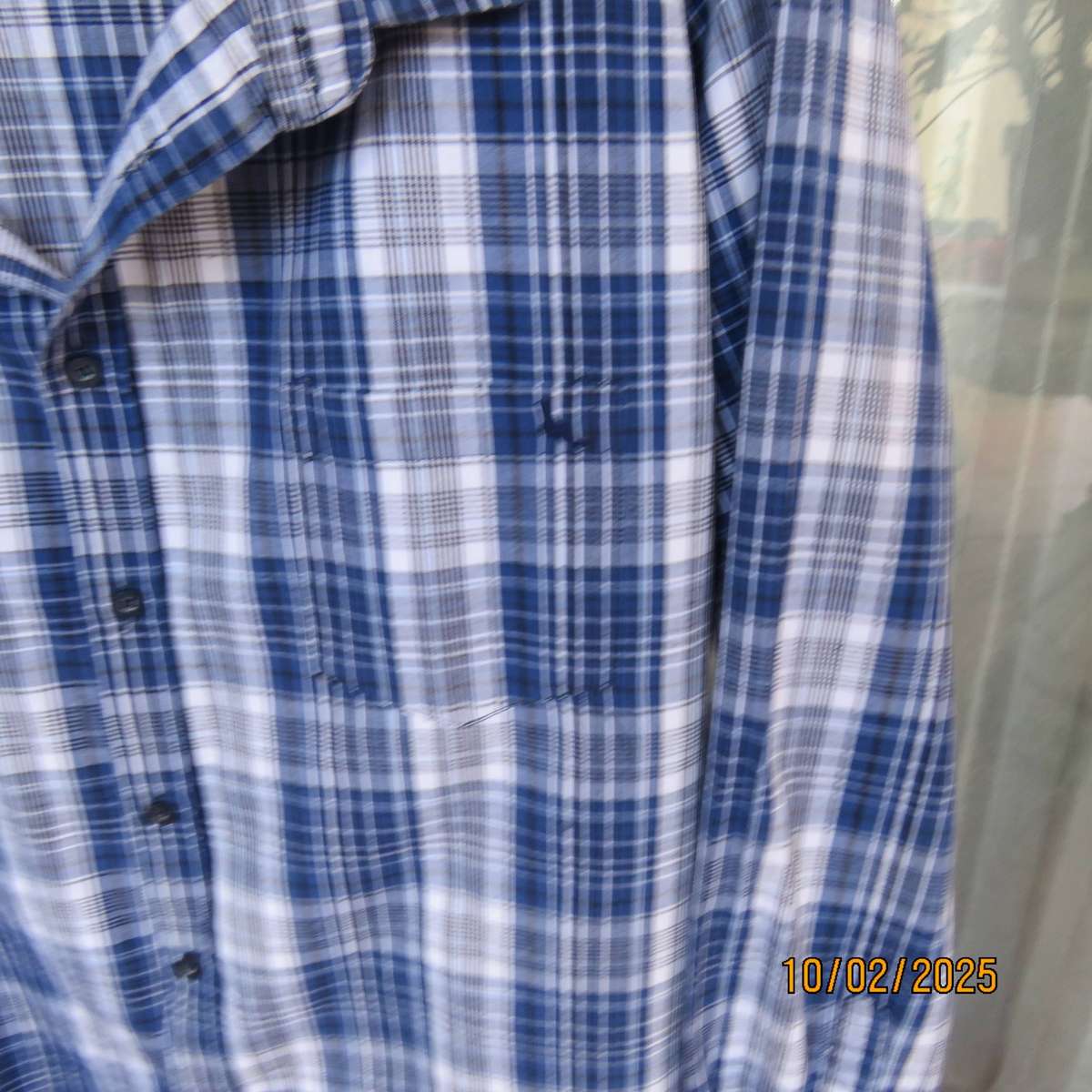 REAL MAN blue-white-black long sleeve shirt in 100% cotton. Size 3XL.