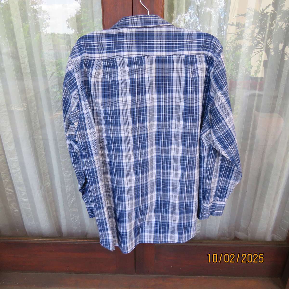 REAL MAN blue-white-black long sleeve shirt in 100% cotton. Size 3XL.