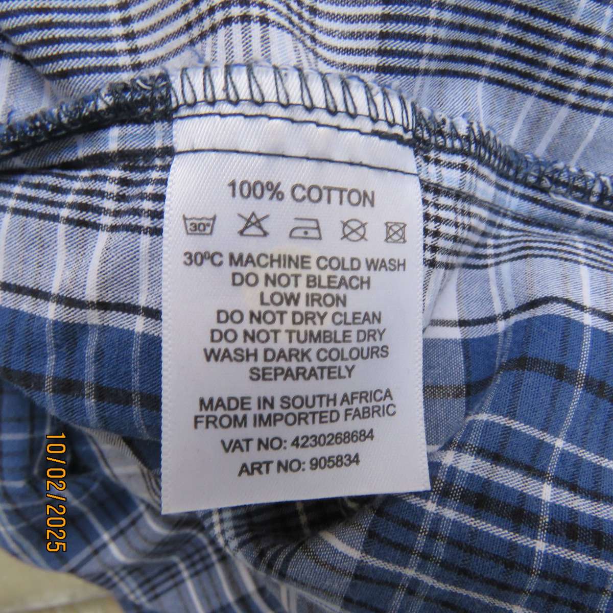 REAL MAN blue-white-black long sleeve shirt in 100% cotton. Size 3XL.
