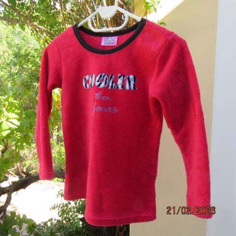 Pink Angel girls' fluffy brushed polyester long sleeve pyjama top, age 10-11
