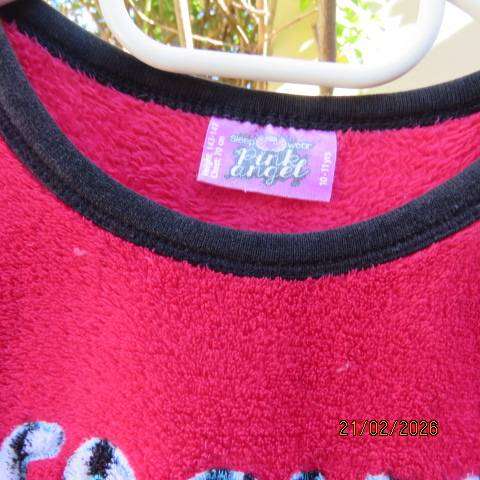 Pink Angel girls' fluffy brushed polyester long sleeve pyjama top, age 10-11