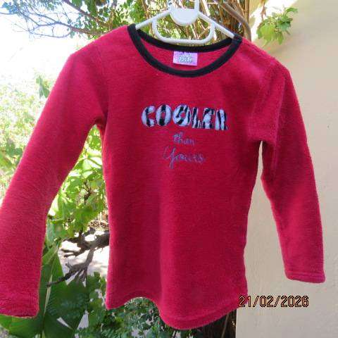 Pink Angel girls' fluffy brushed polyester long sleeve pyjama top, age 10-11