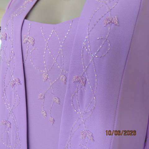 HELENA Paris lilac 3-piece formal outfit with pants, cami & embellished coat size 38