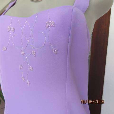 HELENA Paris lilac 3-piece formal outfit with pants, cami & embellished coat size 38