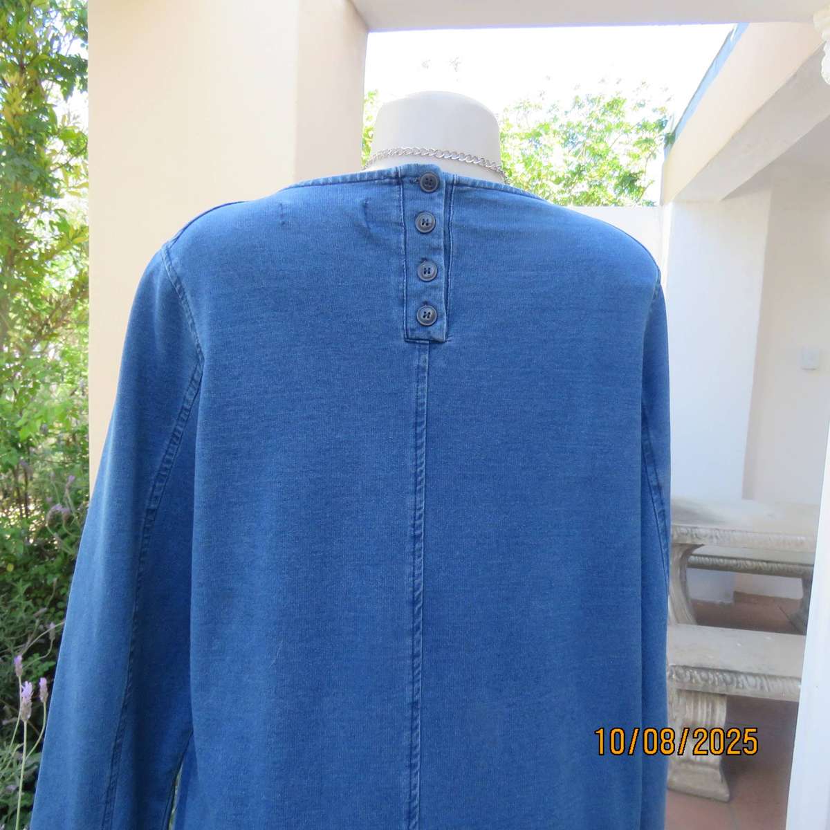 REAL Fresh blue denim stretch polycotton long sleeve top-short dress. Size 40-42
