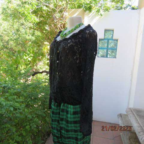 BE HIP ink black stretch lace button-down long sleeve top, size 36-38